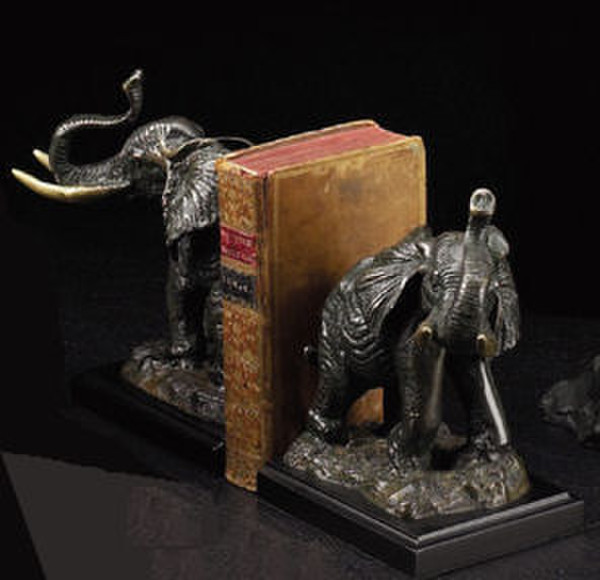 Elephant Trunks Up Brass Bookends Statues